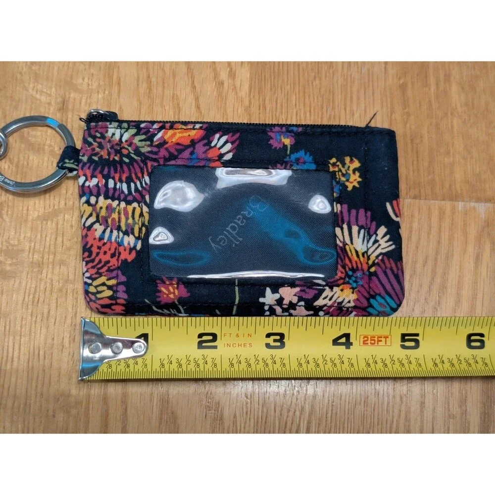 Vera Bradley Lanyard & Matching Window Coin purse MIDNIGHT WILDFLOWERS - Picture 5 of 6